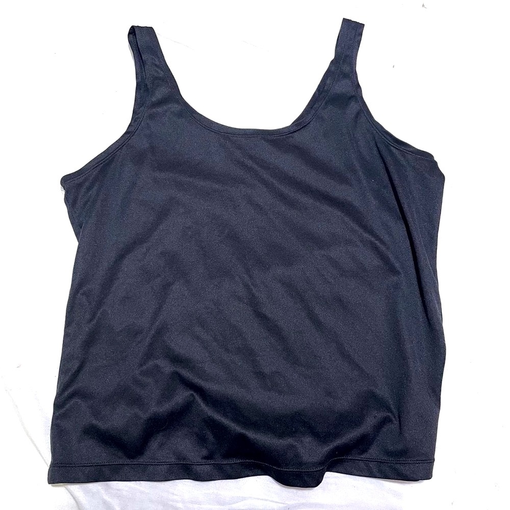 Black Satin Scoop Neck Tank Camisole Top